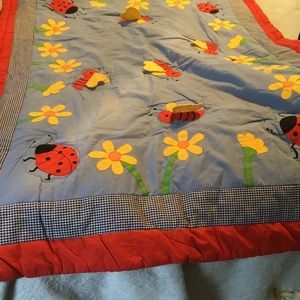 Lady bugs, daisies and butterfliesHandmade blanket